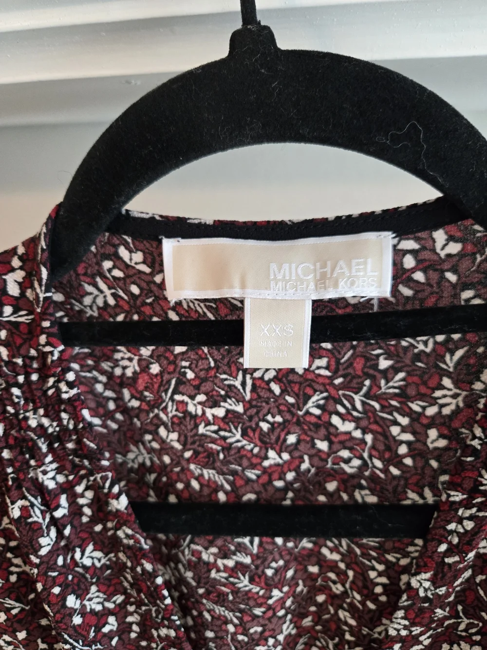 Michael Kors Maroon Floral Long-Sleeve Wrap-Style Dress